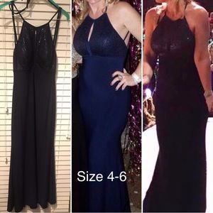 Full length blue formal evening gown/prom dress